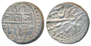 Takhat Singh (AH 1259-1290; 1843-1873 AD), Silver Rupee, 11.36g, Pali Mint with pseudo min