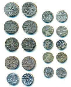 Silver Rupee (4), ½ (4) and ¼ (2), Sawant Singh and Dulep Singh, Deogarh Mint, AH 1199 and