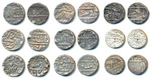 Silver Rupee (9), Bundi and Kotah, in the name of Shah Alam Bahadur, Shah Alam II & Queen 