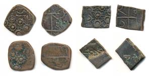 Sunth, Rampur, Copper Paisa (3), obv. solar symbols with serrated rays, rev. nagari legend