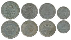 Goa, Colonial Issue, Cupro Nickel ½ & ¼ Rupia, 1947; 1 & 3 Escudos, 1958. Very Fine+ to Ex