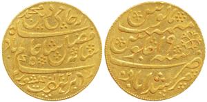 Murshidabad Mint, Gold Mohur, 12.27g, in the name of Shah Alam II, AH 1202/19, oblique mil