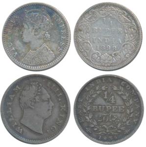 William IV, Silver ¼ Rupee, 1835, Bombay Mint, No initials, Wreath with 20 Berries (10L+10