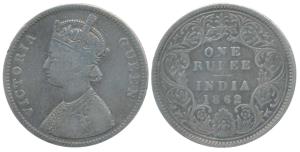 Victoria Queen, Silver Rupee, 1862, Bombay Mint, A / I / 0 / 3, (Prid 74-A). Fine+, Rare.