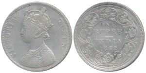 Victoria Queen, Silver Rupee, 1862, Bombay Mint, A / II / 2 / 0, (Prid 70). About Very Fin