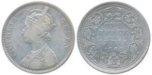 Victoria Queen, Silver Rupee, 1862, Bombay Mint, A / II / 2 / 4, (Prid 84). Fine+, Rare.