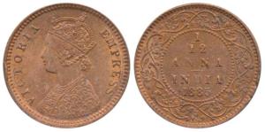 Victoria Empress, Copper 1/12 Anna, 1885, Calcutta Mint (Prid 790). Edge knick, Extremely 