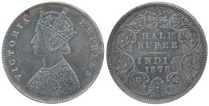 Victoria Empress, Silver ½ Rupee, 1884, Bombay Mint, A / II / no dot, (Prid 293). About Ve