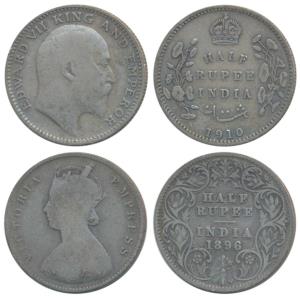 Victoria Empress, Silver ½ Rupee, 1896, Calcutta Mint, A / I / C incuse, (Prid 279); Edwar