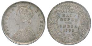 Victoria Empress, Silver ½ Rupee, 1899, Bombay Mint, A / I / B incuse, Inverted ‘B’, (Prid