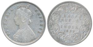 Victoria Empress, Silver ½ Rupee, 1899, Bombay Mint, A / I / B incuse, Inverted ‘B’, (Prid