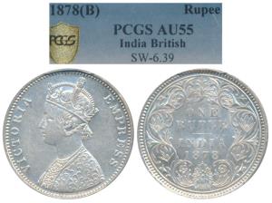 Victoria Empress, Silver Rupee, 1878, Bombay Mint, A3 / I / dot, (Prid 152). Graded by PCG