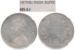 Victoria Empress, Silver Rupee, 1879, Bombay Mint, A3 / I / dot, (Prid 154). Graded by NGC