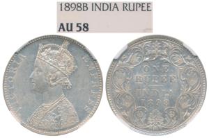 Victoria Empress, Silver Rupee, 1898, Bombay Mint, C2 / I / B incuse, (Prid 184). Graded b