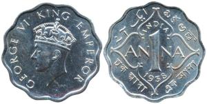 George VI, Cupro-Nickel Anna, 1938, Calcutta Mint, First Head (Prid 959). Brilliant Uncirc