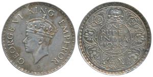 George VI, Silver Rupee, 1938, Bombay Mint, A / I, without dot, (Prid 233). About Extremel
