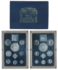 1973 Proof Set, Grow More Food, set of 9, 1 Paisa to Rupees 10. In near immaculate conditi