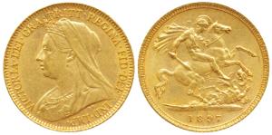 Australia, Victoria Queen, Gold ½ Sovereign, 4g, 1897, Veiled head, ‘S’ mint mark for Sydn