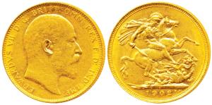 Australia, Edward VII, Gold Sovereign, 8g, 1902, ‘P’ mint mark for Perth Mint, St. George 