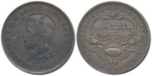 Australia, George V, Silver Florin, 1927, Opening of Parliament House Canbera, (KM 31). Ni