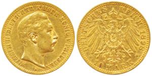 Germany, Prussia, Wihelm I, Gold 10 Mark, 4g, Berlin Mint, 1898A, obv. head to right, rev.