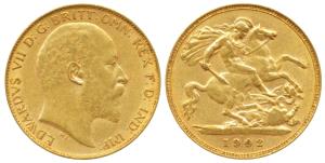 Great Britain, Edward VII, Gold ½ Sovereign, 4g, 1902, rev. St. George slaying a dragon (K