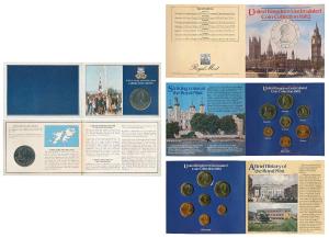 Great Britain, Elizabeth II, Uncirculated Coin Set, 1982; along with Falkland Islands Libe
