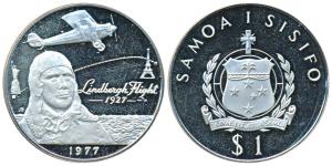 Samoa, Silver Tala, 30.9g, Lindbergh’s New York to Paris flight, 1977 (KM 26a). Uncirculat