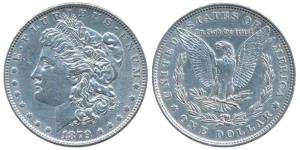 United States of America, Silver Morgan Dollar, 26.64g, 1879 (KM 110).Extremely Fine.