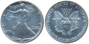 United States of America, Silver Dollar, 31.11g, 1991, Walking Liberty, (KM 273). Superb M