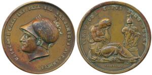 Napoleon, Bronze Medal, 1805, The Capture of Vienna, obv. bust of Napoleon wearing helmet 