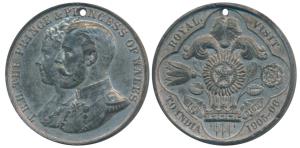 Prince and Princess of Wales Medal, Pewter, obv. conjoined busts of George V and Mary, rev