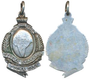 Deccan Gymkhana, Poona City, Silver Medal, 15.67g, obv. map of undivided India, with motto