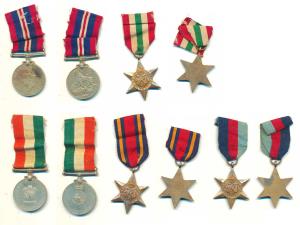 Group of 5, George VI, War Medal II, 1939-1945; Indian Independence Medal, 1947; Italy Sta