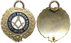 Masonic Medal, Lodge Justice Dinshah Madon, No. 210. About Extremely Fine.