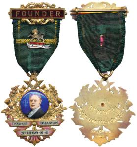 Masonic Medal, Gold, 22g, Founder Lodge Beaman, No. 1069.S.C. rev. RTW BRO Munchershah N. 