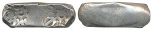 Archaic Punch Marked Coinage, attributed to Gandhara Janapada, Bent Bar, Silver 5 Shana, 1