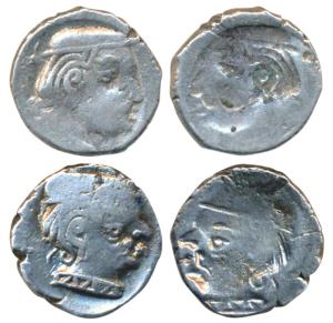 Western Kshatrapas, Kardamaka Family, Silver Drachma (2), Error, Brockage, near complete L