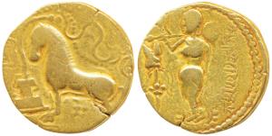 Guptas, Samudragupta (c. 335-380 AD), Gold Dinar, 7.29g, ‘Ashvamedha’ type, obv. Sacrifici