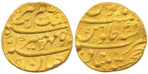 Aurangzeb, Gold Mohur, 10.93g, Khujista Bunyad Mint, AH 1108/40, complete mint name at bot