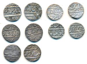 Silver Rupee (5), Nagpur Bhonsla, Raghuji II, Chanda & Katak Mints, in the name of Ahmed S