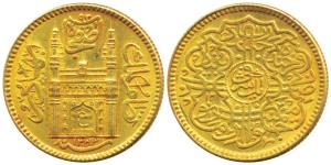 Mir Usman Ali Khan (AH 1329-1367; 1911-1948 AD), Gold Ashrafi, 11.22g, Hyderabad Mint, ful