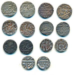 Silver Rupee (7), Baroda, Anand Rao, Silver Rupee; Hyderabad, Afzal-ad-Daula, AH 1274/18; 