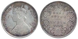 Victoria Empress, Silver ½ Rupee, 1893, Bombay Mint, A / I / B incuse, (Prid 303). Very Fi