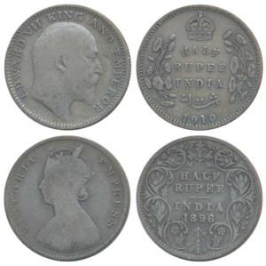 Victoria Empress, Silver ½ Rupee, 1896, Calcutta Mint, A / I / C incuse, (Prid 279); Edwar