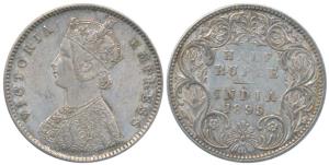 Victoria Empress, Silver ½ Rupee, 1899, Bombay Mint, A / I / B incuse, Inverted ‘B’, (Prid