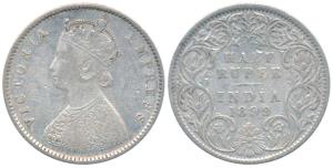 Victoria Empress, Silver ½ Rupee, 1899, Bombay Mint, A / I / B incuse, Inverted ‘B’, (Prid