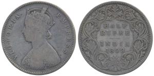 Victoria Empress, Silver ½ Rupee, 1899, Calcutta Mint, A / I / C incuse, (Prid 282). Fine+