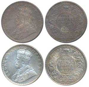 George V, Silver Rupee (2), 1917 & 1918, Bombay Mint (Prid 223 & 224). Uncirculated. (2)