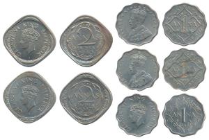 George V, Cupro-Nickel Anna (2), 1935, Bombay Mint & Calcutta Mint; George VI, Cupro-Nicke